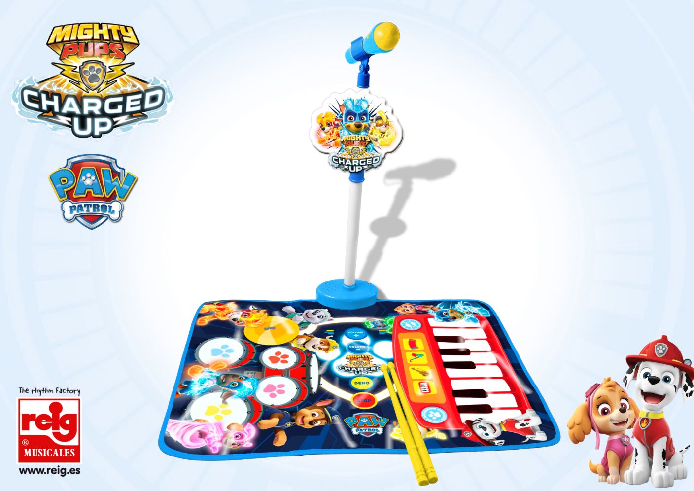 2538  KEYBOARD AND DRUM SET PLAYMAT WITH MICROPHONE AND STAND